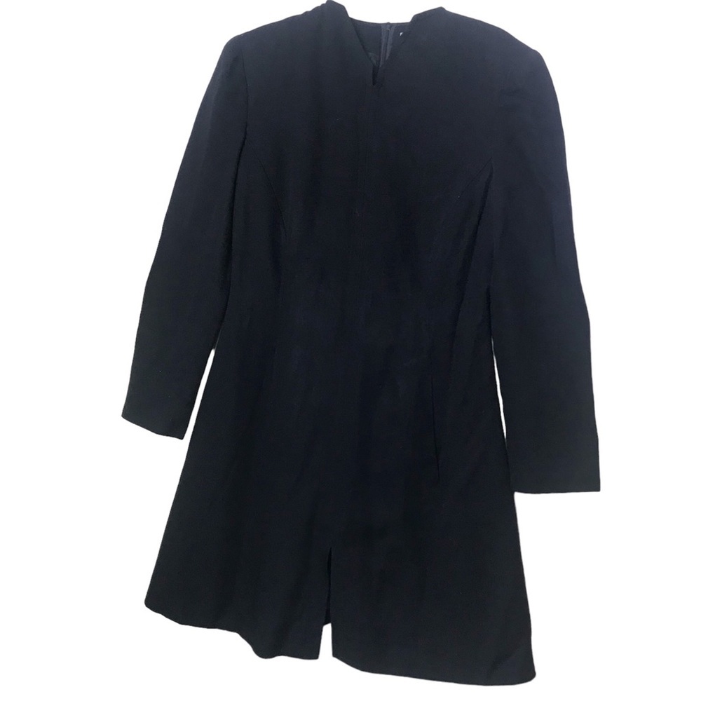 Emporio Armani Vintage Fit Flare Wool Blend Dress Long Sleeve Minimalist Slits